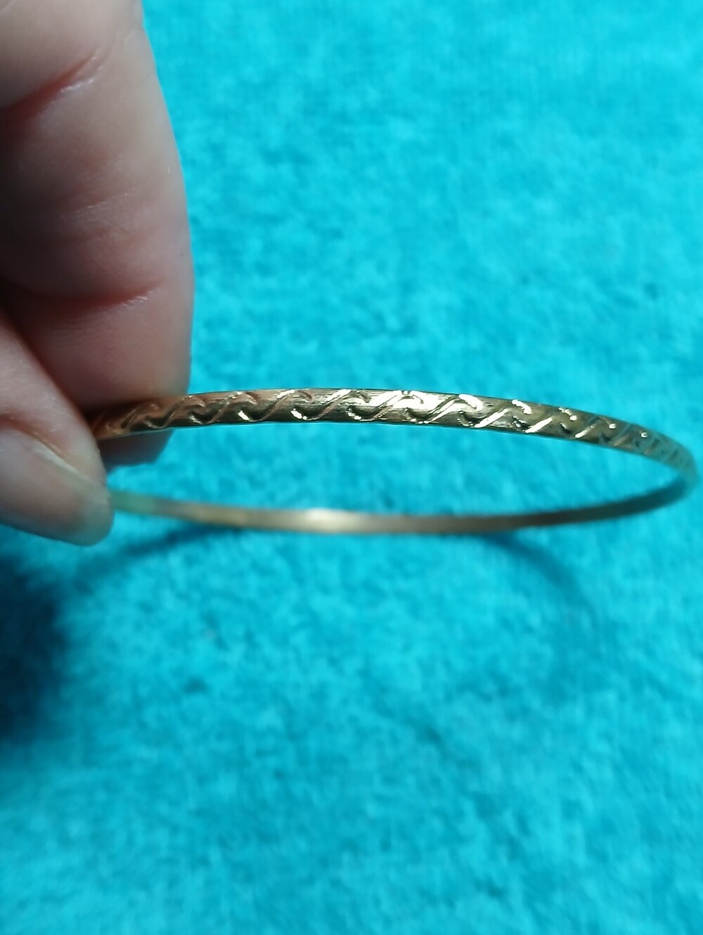 Gold-Tone Textured Thin Bangle Bracelet - Women